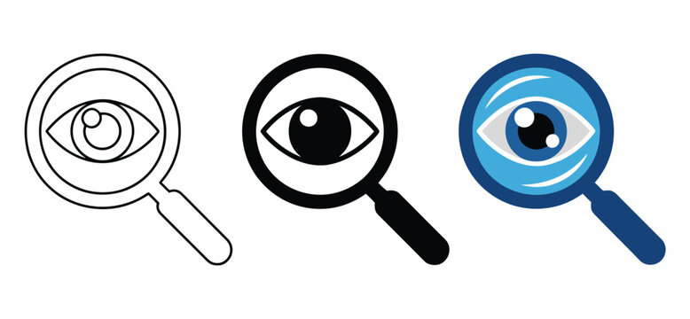 Eye view spying icon representing surveillance, monitoring, privacy observation and security tracking system