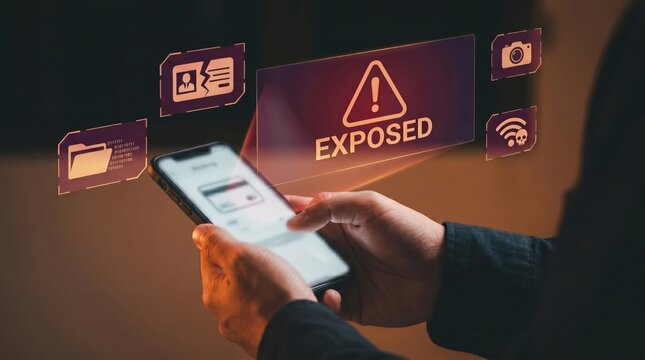 Cybersecurity Data Breach Concept: Hand Entering Credit Card Info with Floating Holographic Security Warning Interface