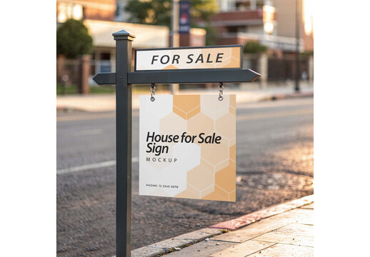 House Sale Sign Mockup Template for Product Branding and Advertising Design