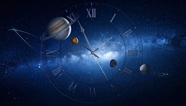 Cosmic Clock Face with Planetary Numbers