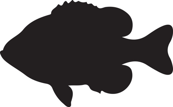 Black silhouette vector icon of sunfish species.