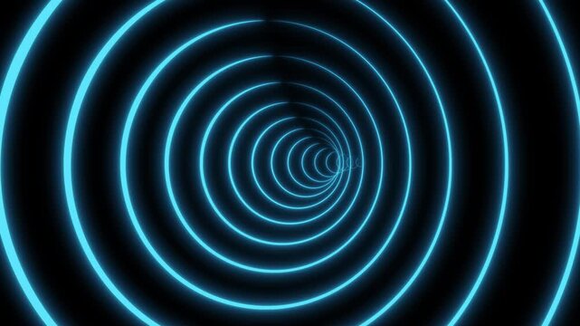 Blue Neon Futuristic Spiral Tunnel Rings Abstract Sci Fi Motion Background Animation
