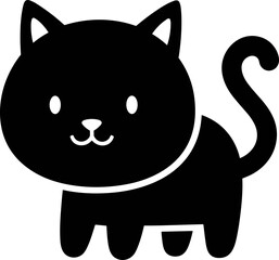 Cute Black Cat Silhouette Vector Icon © keenan