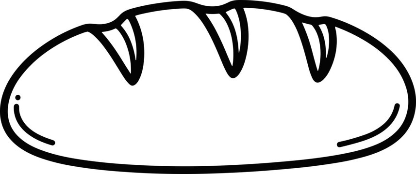 Hand-drawn loaf of bread icon, simple black and white sketch art
