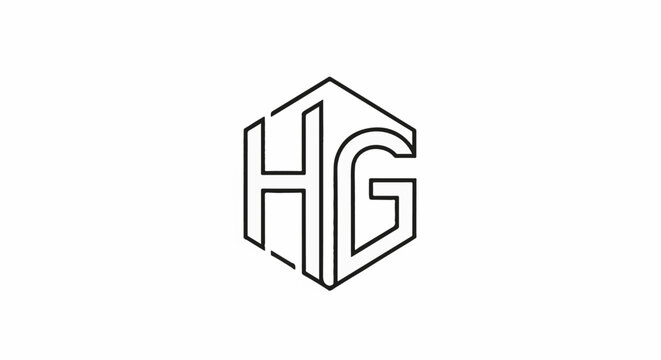 Black outlined letters H and G within a hexagonal shape on a white background