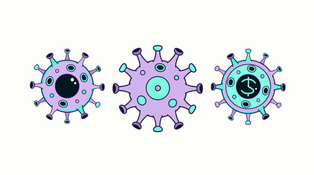 Virus Cell Shapes Flat Illustration Modern Vector Style