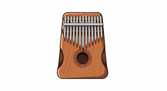 A wooden musical instrument with metal tines