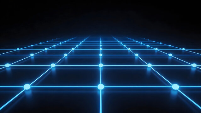 Blue glowing grid pattern on dark background