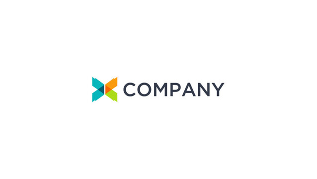 Abstract Geometric Logo Template with Colorful X Shape and Typography