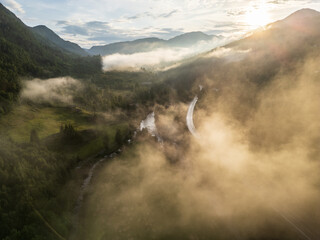 Dramatic drone shot of Telemark fylke, Hjartdal kommune. © Michal
