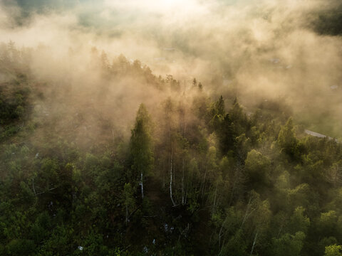 Dramatic drone shot of Telemark fylke, Hjartdal kommune.