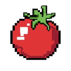 Fototapeta premium Retro pixel art tomato vegetable icon in classic arcade game design