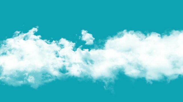 Seamless horizontal cloud footage moving across a bright vibrant teal sky background texture