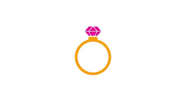 Animated diamond engagement ring icon on a green screen background for wedding motion graphic use