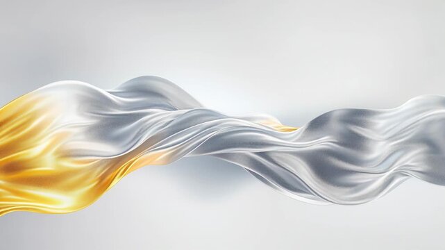 Elegant gold and silver ribbons twisting and flowing smoothly on a white background