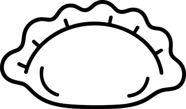 Simple dumpling outline icon, isolated on white background, thin line art