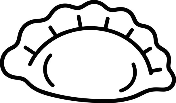 Simple Outline Dumpling Icon - Vector Food Illustration