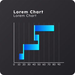 Fototapeta premium Waterfall horizontal dark slide chart. Positive negative changes values. Data monitoring instrument. Cumulative effect. Pitch deck presentation report. Infographic visualization. Lexend font used
