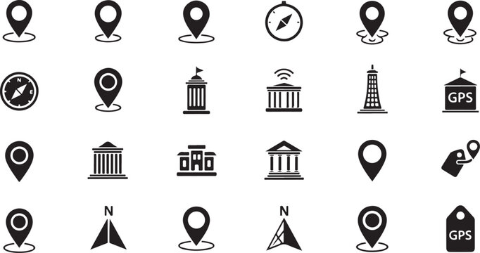 Collectionofnavigationiconsonwhitebackground