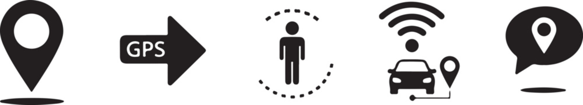 Set of GPS navigation icons for technology and transport purposes