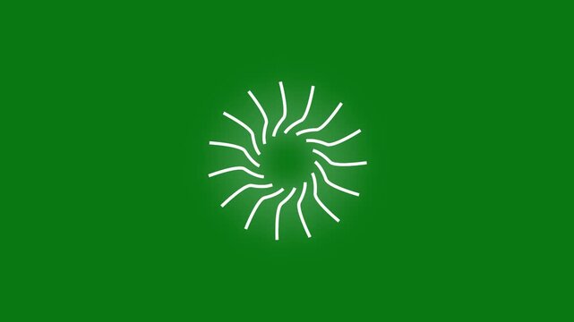 Circular fireworks line spark burst animation, Geometric circle burst and line blast explosion animation, pop-up motion graphics with shiny circle ring highlights, green background. 4k video