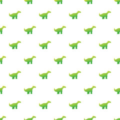 Seamless pattern featuring cute green cartoon dinosaurs on a white background © nsit0108