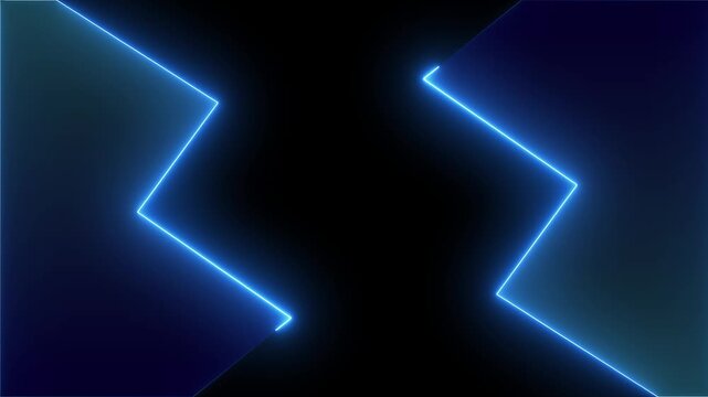 Abstract glowing blue neon zigzag lines motion background, dynamic energy pulse loop
