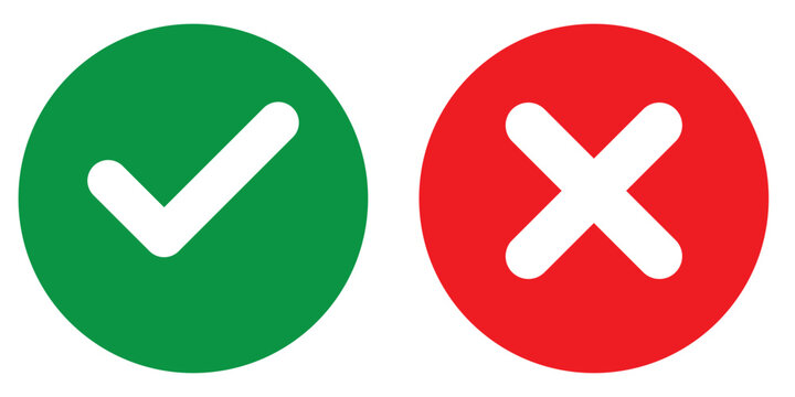 Creative vector illustration of green tick, red cross isolated on transparent background. Art design with text do and dont. Right or wrong. True or false. Abstract concept graphic element
