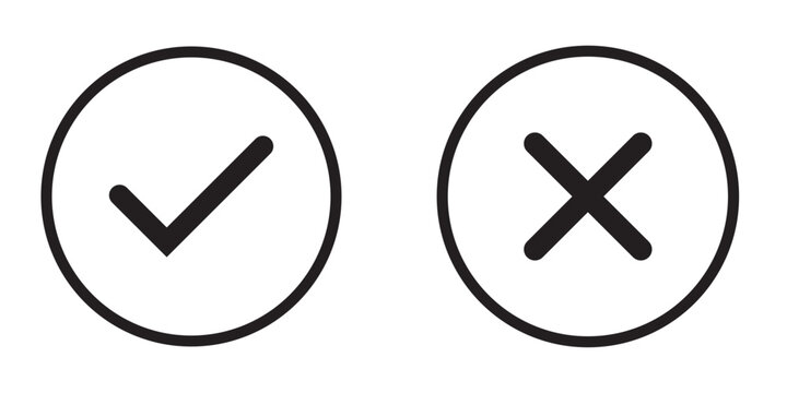 Creative vector illustration of green tick, red cross isolated on transparent background. Art design with text do and dont. Right or wrong. True or false. Abstract concept graphic element