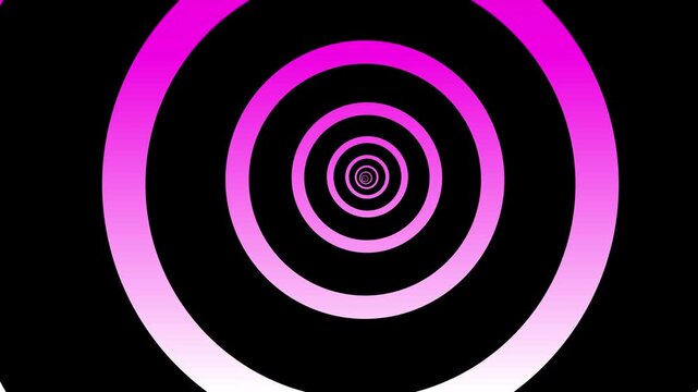 Hypnotic pink and black concentric circles tunnel motion background, abstract pulsing geometric pattern