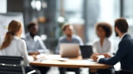Fototapeta premium Blurred meeting of business professionals