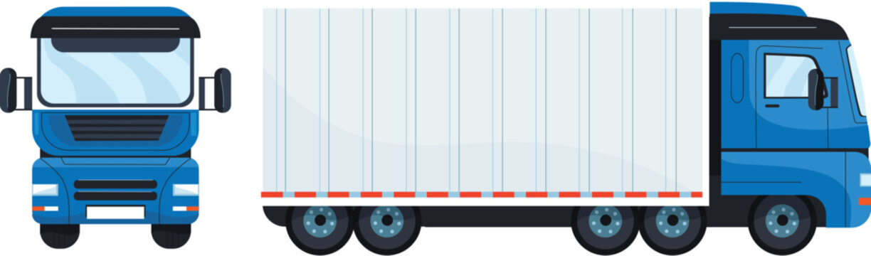 Industrial shipping trailer truck icon for global freight transport and distribution network vector