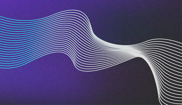 Futuristic wavy lines creating a dynamic abstract sound wave on a dark gradient background for modern tech designs
