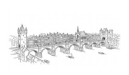 Obraz premium London Bridge hand drawn sketch doodle landmark travel vector illustration