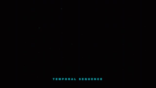 Abstract neon digital waveform pulse with temporal sequence text overlay