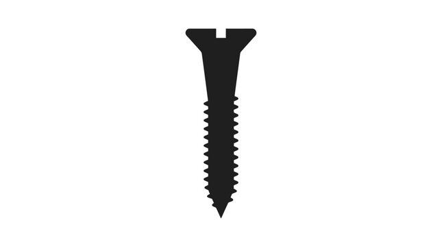 Screw silhouette black hardware on white background