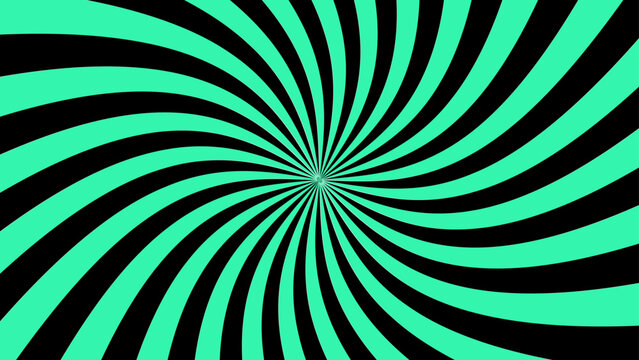 A mesmerizing optical illusion created with teal and black swirling lines that appear to move in a spiral pattern