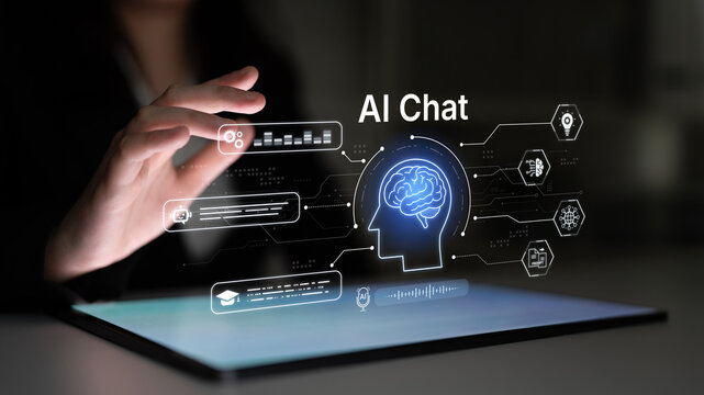 AI chatbot interface for customer support and automated messaging. Chatbot conversation, automation, analytics, AI user experience for modern digital business optimization service. Corpus
