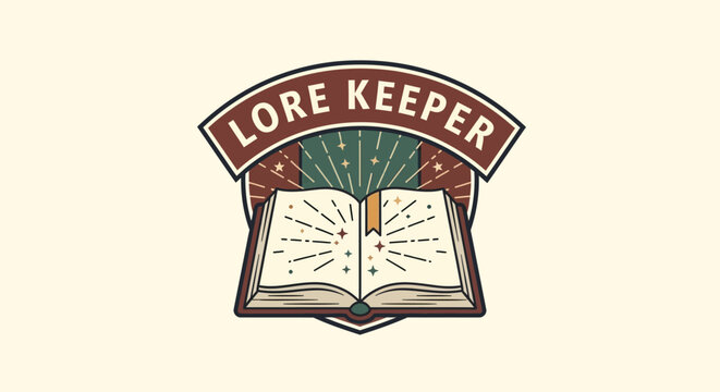 Lore Keeper Fantasy Magic Book Badge Emblem