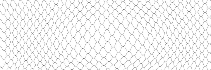 Fishing or soccer net. Repeated hexagon pattern. Black wired mesh texture isolated on white background. Metallic or fabric fence, cage or lattice structure. Vector graphic Illustration. © anwar