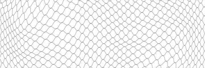 Fishing or soccer net. Repeated hexagon pattern. Black wired mesh texture isolated on white background. Metallic or fabric fence, cage or lattice structure. Vector graphic Illustration. © nong