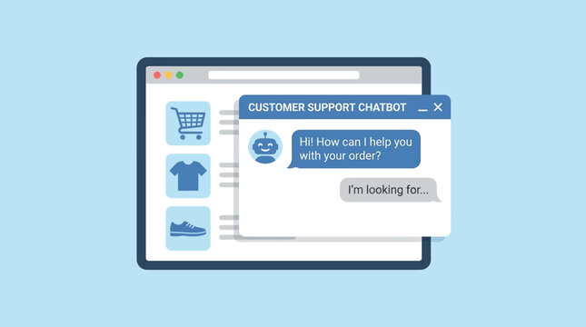 Customer support chat on computer screen.