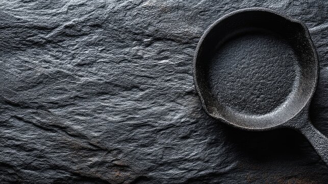Cast iron texture, rough black metal surface, skillet pan material, heavy industrial background, matte porous finish 