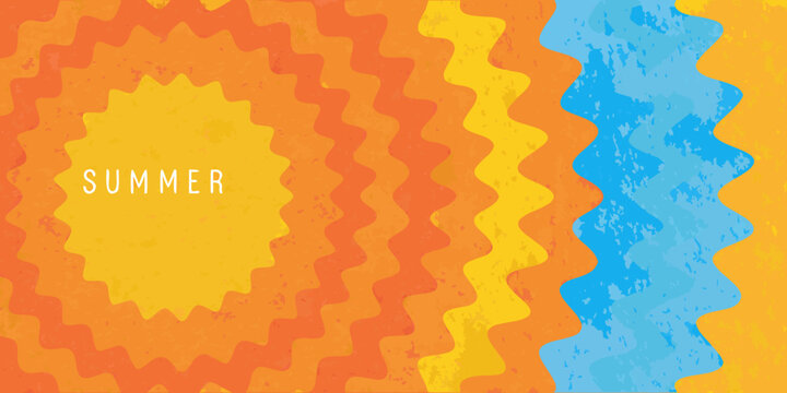 Retro sunburst pattern with yellow and orange zigzags