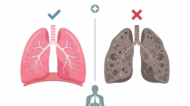 Healthy Lungs vs Smoker Damaged Lungs Medical Animation
