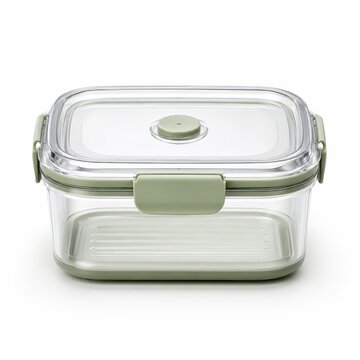 Clear Plastic Food Storage Container with Sage Green Lid