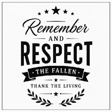 Memorial Day Typography Poster Black and White Design.