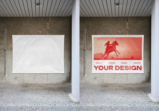 Mockup Of Customizable Horizontal Billboard On Building