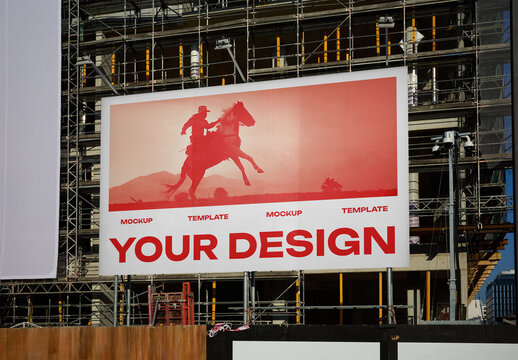 Mockup Of Customizable Hoarding On Building Under Construction