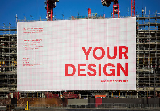 Mockup Of Customized Hoarding On Building Under Construction